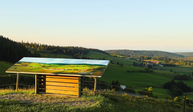 Der Ibacher Panoramaweg macht seinem Namen alle Ehre - und bietet grandiose Ausblicke bis in die Schweizer Alpen.